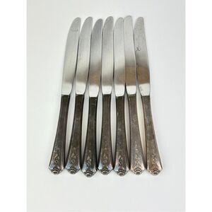 Antique 1949 Holmes & Edwards Spring Garden (7) Dinner Knives Stainless Blade BH